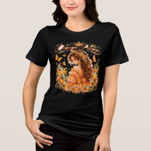 Camiseta Princesa Tulipa Aquarela Floral Princesa Elegant