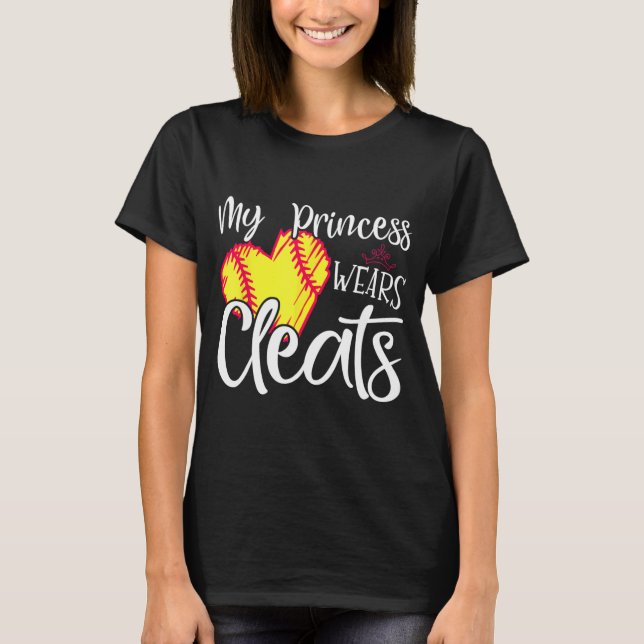 Camiseta Princesa Veste Limpa Softball Mãe Pai Baseball Pl (Frente)