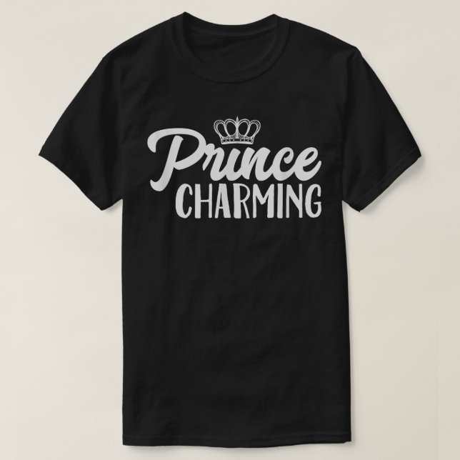 Camiseta Príncipe Encantado com CrownFairy Tale Hero Charme (Frente do Design)