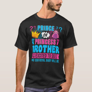 Camiseta Príncipe ou Princesa Irmão Bebê Sexo Revelação Par
