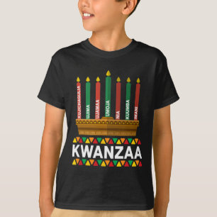 Camiseta Princípios Kwanzaa Candles Kinara Pan Afri