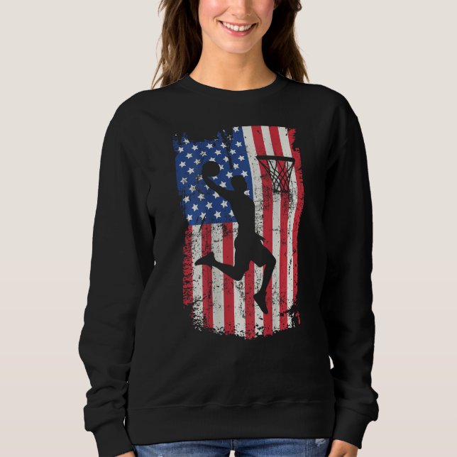 Camiseta Print On Back Basketball USA American Flag 4th Of  (Frente)
