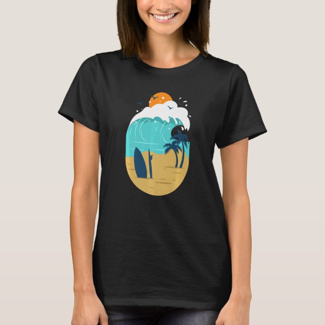 Camiseta Printed Beach Illustration For Summer Vacay Or Vac (Frente)