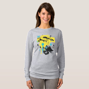 Camiseta prints of women's faces with colorful phrases