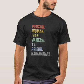 Camiseta Prisão de Câmera de Homem de Mulher Pessoa Hahaha 