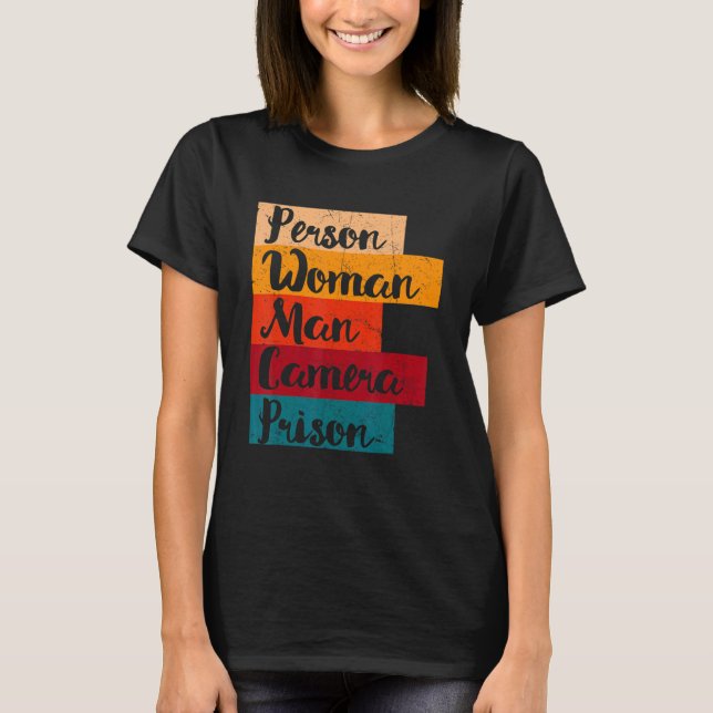 Camiseta Prisão de Câmera Homem-Mulher (Frente)