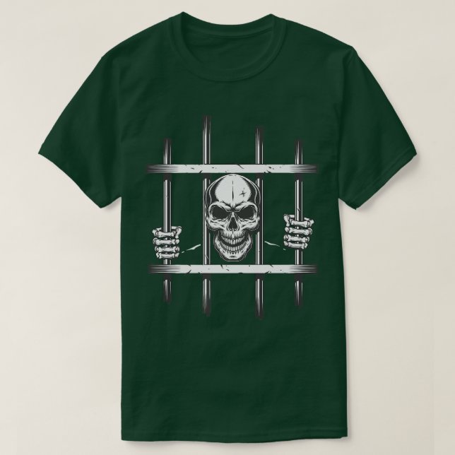 Camiseta Prisão do condado Inmate Skeleton Prisoner Hallowe (Frente do Design)