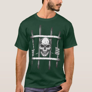 Camiseta Prisão do condado Inmate Skeleton Prisoner Hallowe