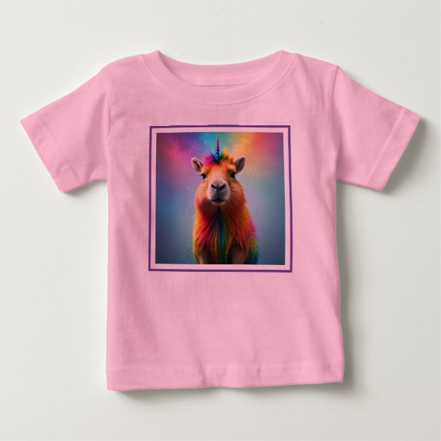 Camiseta Prismhorn: O Capybaraicórnio Arco-íris (Frente)