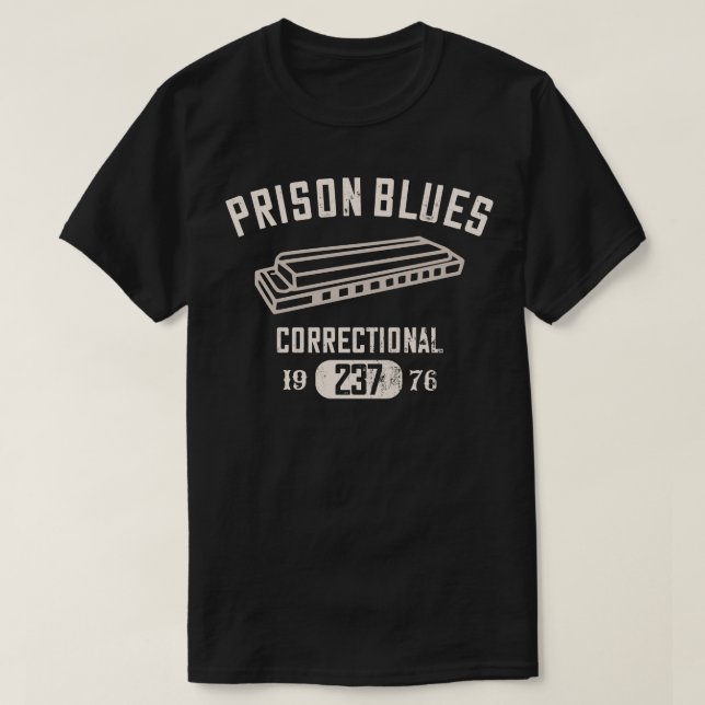 Camiseta Prison Blues Harmonica afligido (Frente do Design)