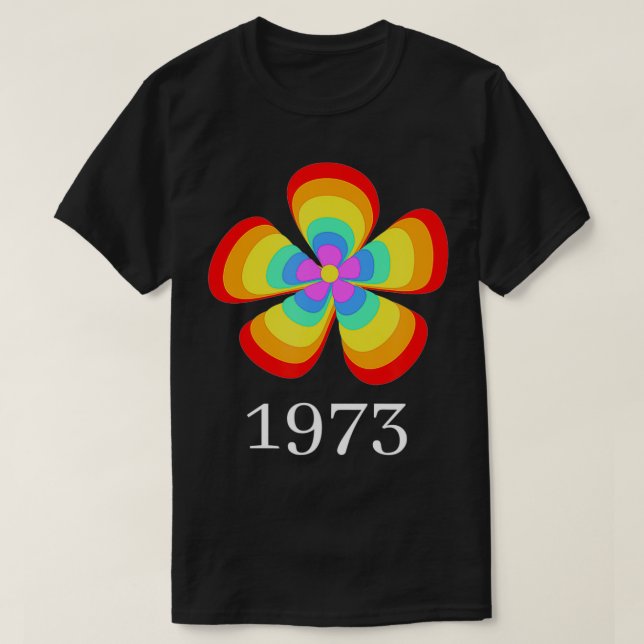 Camiseta Pro Choice Rainbow 1973 Direitos da Mulher Flor Co (Frente do Design)
