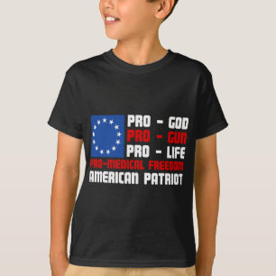 Camiseta Pró-Deus Pro-Gun Pro-Life Pro-Life Liberdade Médic