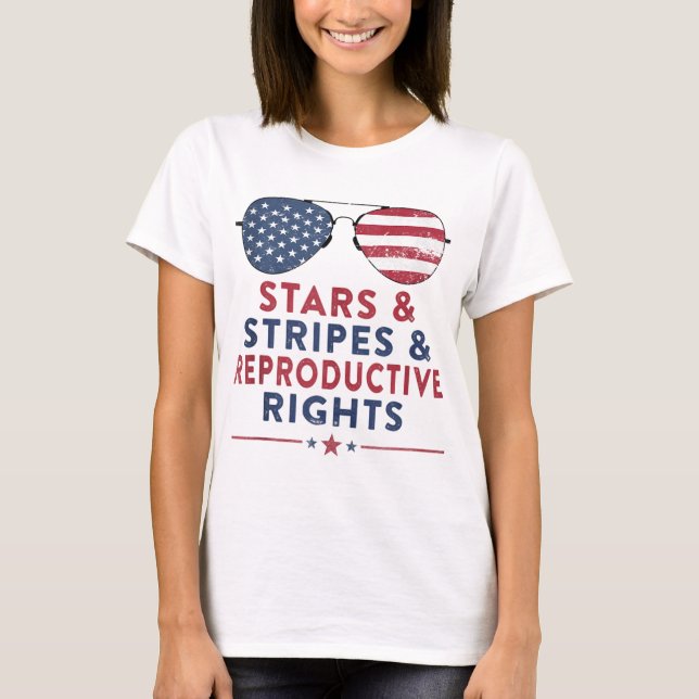 Camiseta Pró escolha 4 de julho - Stars Stripes Reprodutivo (Frente)