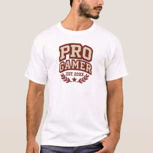 Camiseta PRO GAMER - Estilo de Patch de Chenille Variável