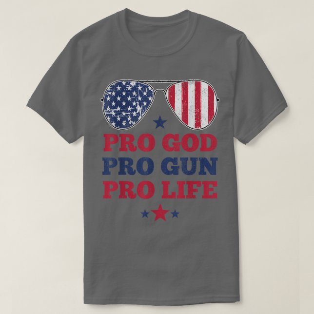 Camiseta Pro God Pro Gun Pro Life USA American Sunglass P (Frente do Design)