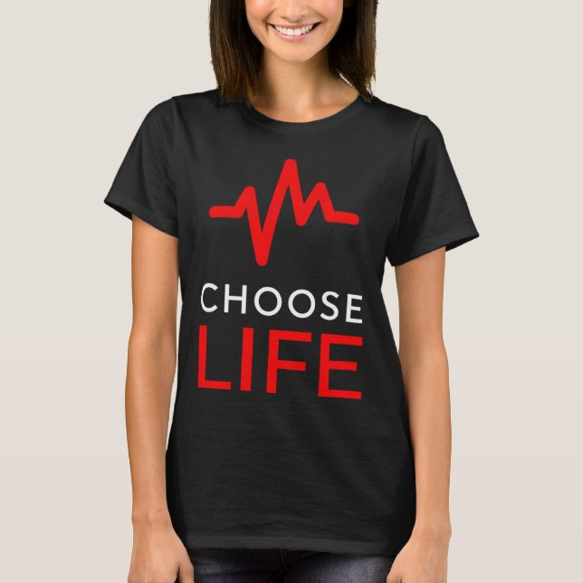 Camiseta Pro Life Escolhe Life Heartbeat Anti-Aborto Texto (Frente)