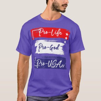 Camiseta Pro Life Pro God Pro USA Prolife Flag Catholic