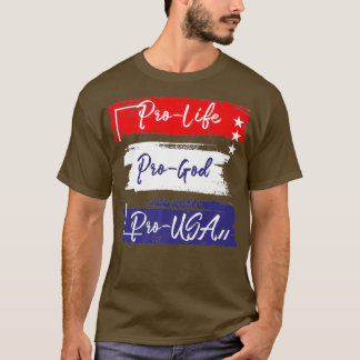 Camiseta Pro Life Pro God Pro USA Prolife Flag Catholic