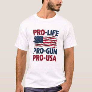 Camiseta Pro Life Pro Gun Pro EUA 4 de julho Trump 2025