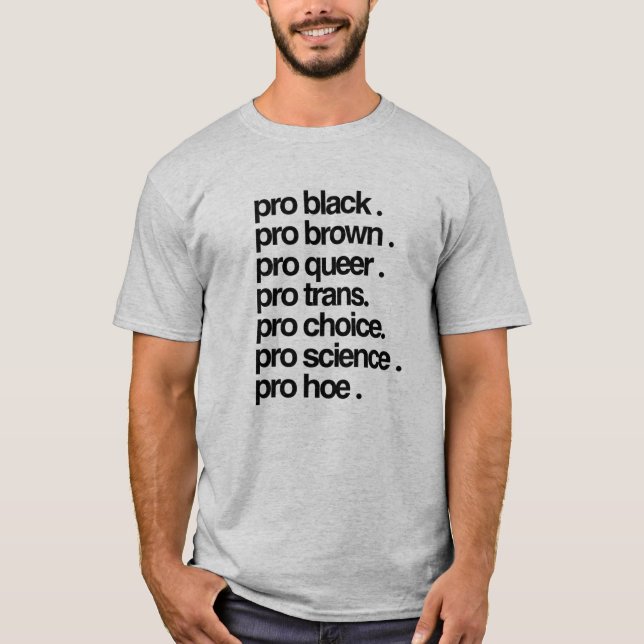 Camiseta Pró Negro, Pró Marrom, Pró Queer (Frente)