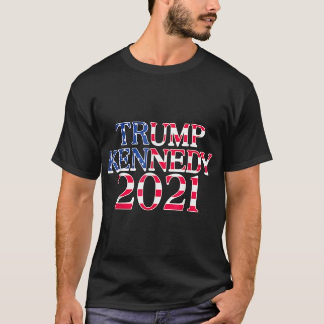 Camiseta Pro Trump Kennedy Jr 2021 EUA Flag Trump President (Frente)