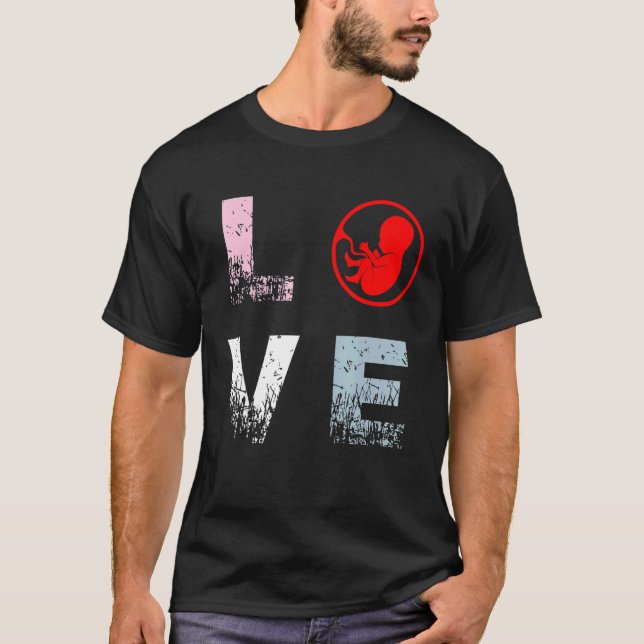 Camiseta Pró-Vida Amor Direitos Anti-Aborto Pró-Vida (Frente)