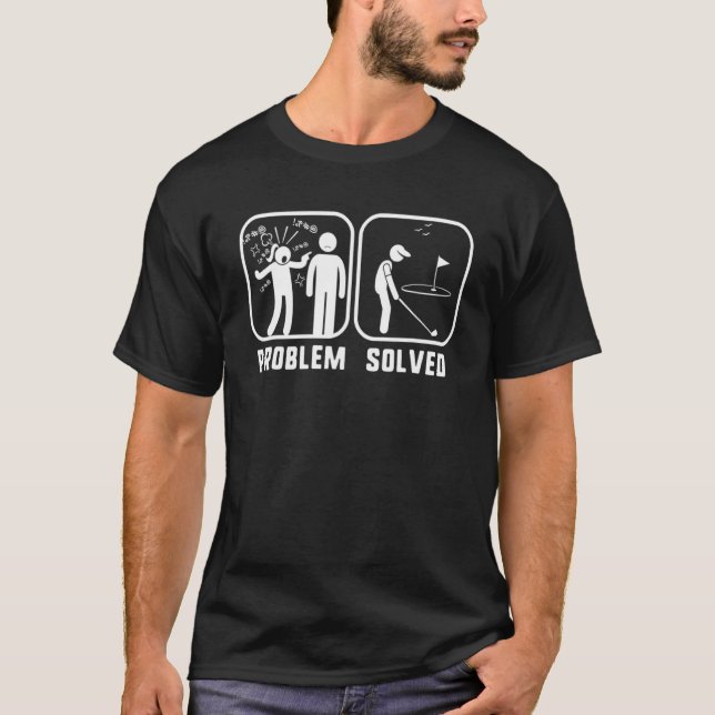 Camiseta Problema Resolvido Esposa de Golfe Marido (Frente)