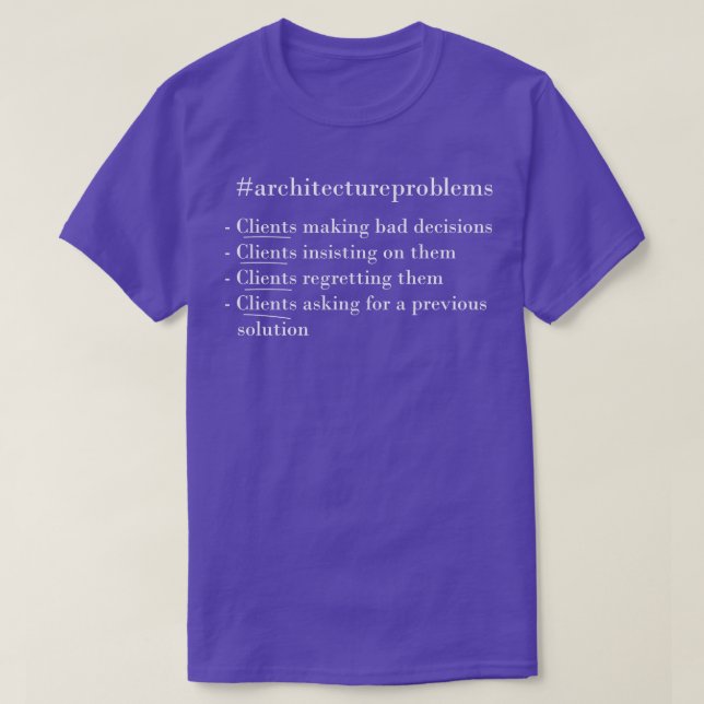 Camiseta Problemas de arquitetura (Frente do Design)
