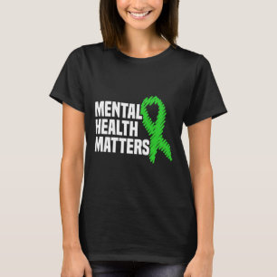 Camiseta Problemas de saúde Fita Verde Awarene mental
