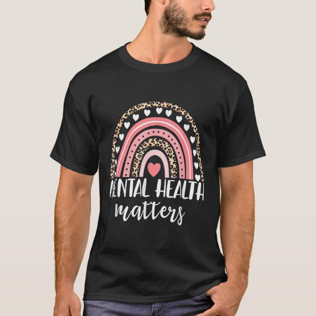 Camiseta Problemas de saúde mental Arco-Íris Espalhe Consci (Frente)