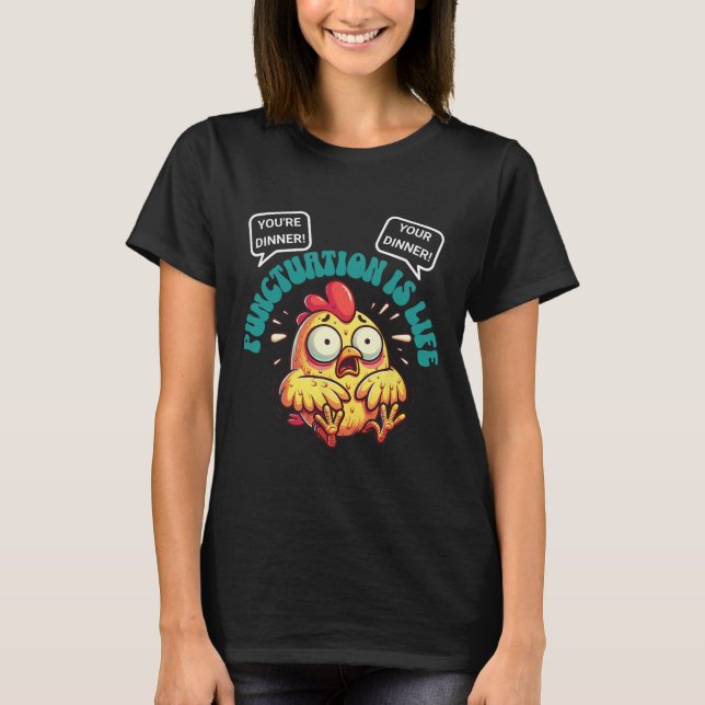 Camiseta Problemas engraçados de gramática inglesa Frango P (Frente)