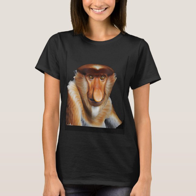 Camiseta Proboscis Macaco Primato Longo E Adorável (Frente)