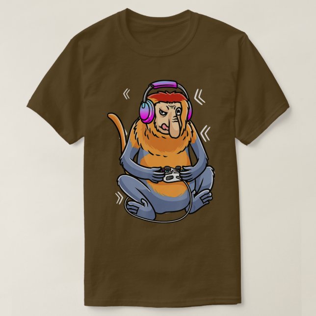 Camiseta Proboscis Monkey Video Game Gaming  Long Nosed Mon (Frente do Design)