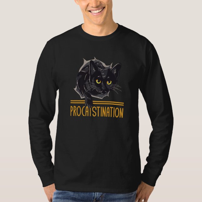 Camiseta Procatstinação Gato Humor Kitten Gato Preguiçoso M (Frente)