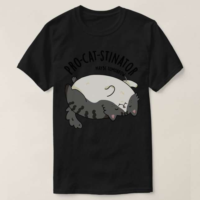 Camiseta Procatstinador Funny Fat Cat Pun (Frente do Design)