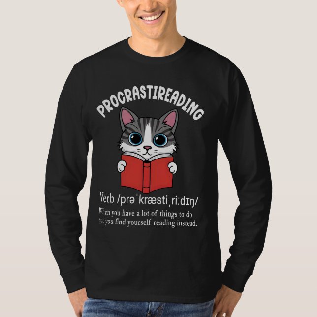 Camiseta Procrastireading Engraçado Leitura Procrastinando  (Frente)
