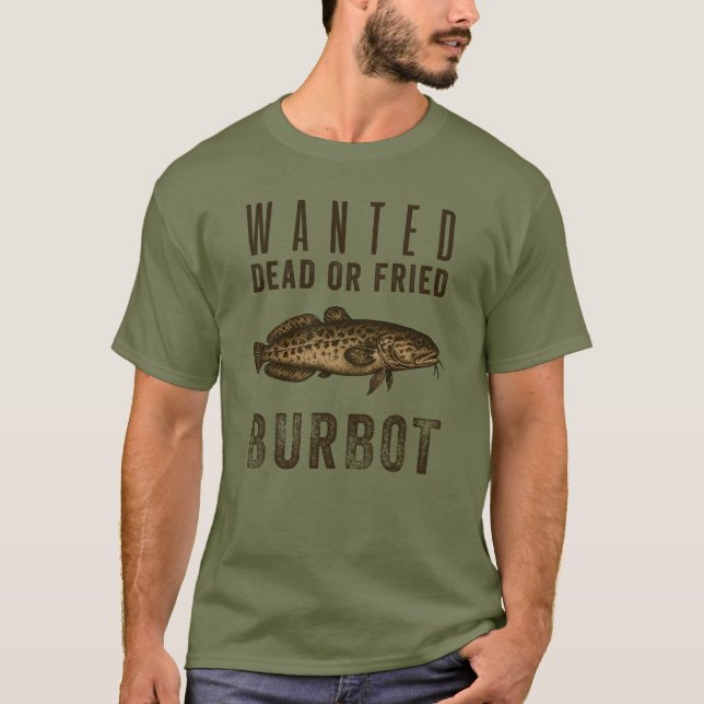 Camiseta Procurado: Morto ou Frito — Design Divertido de Pe (Frente)