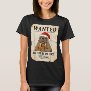 Camiseta Procurado Por Biscoitos E Caos Festa De Natal Engr