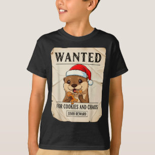 Camiseta Procurado Por Biscoitos E Caos Lindo Christmas Da