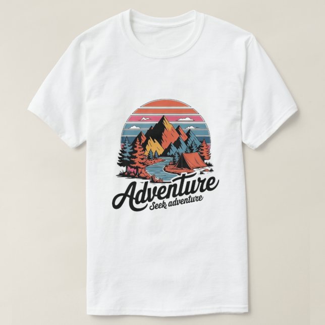 Camiseta Procure Aventura: Presente de Férias Perf (Frente do Design)