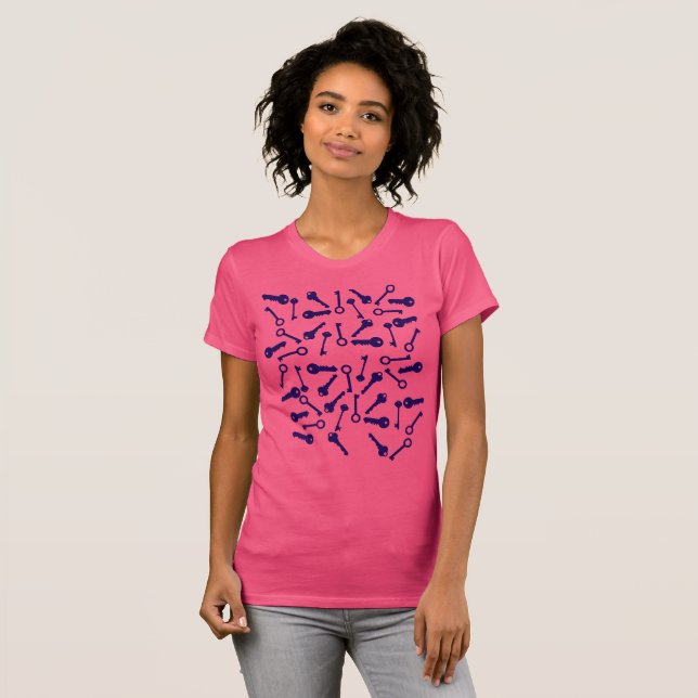 Camiseta Produto de Padrão Azul Chave (Frente Completa)