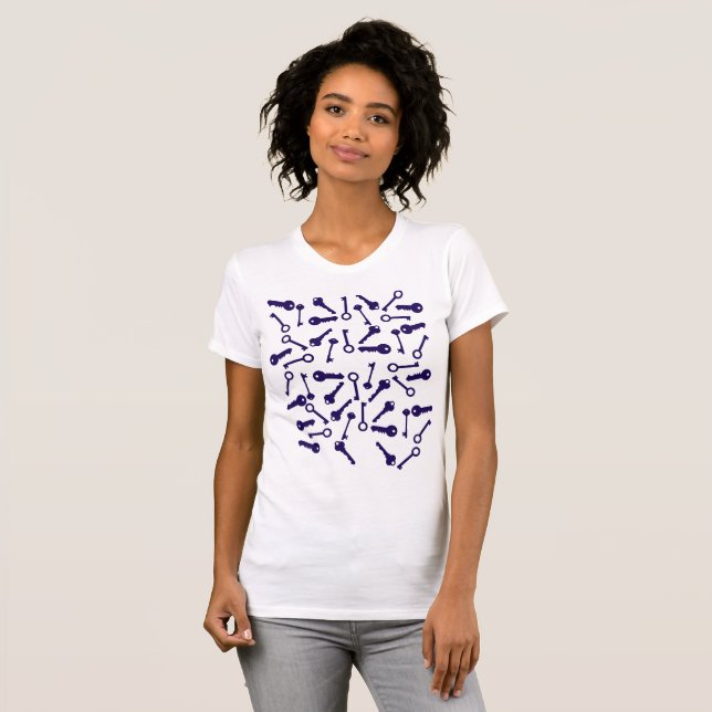 Camiseta Produto de Padrão Azul Chave (Frente Completa)