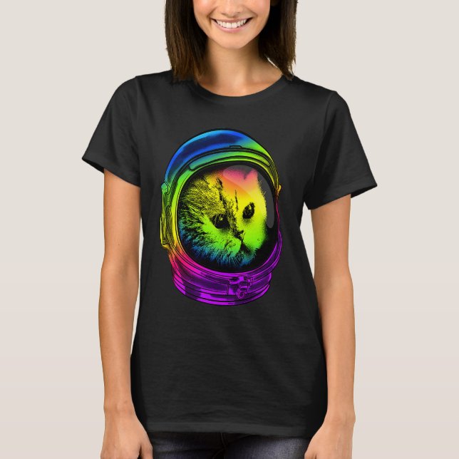 Camiseta produto Psychedelic Cat Astronaut Cat com Espaço H (Frente)
