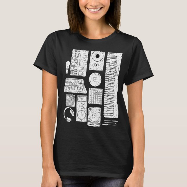 Camiseta Produtor de música Compositor eletrônico de instru (Frente)