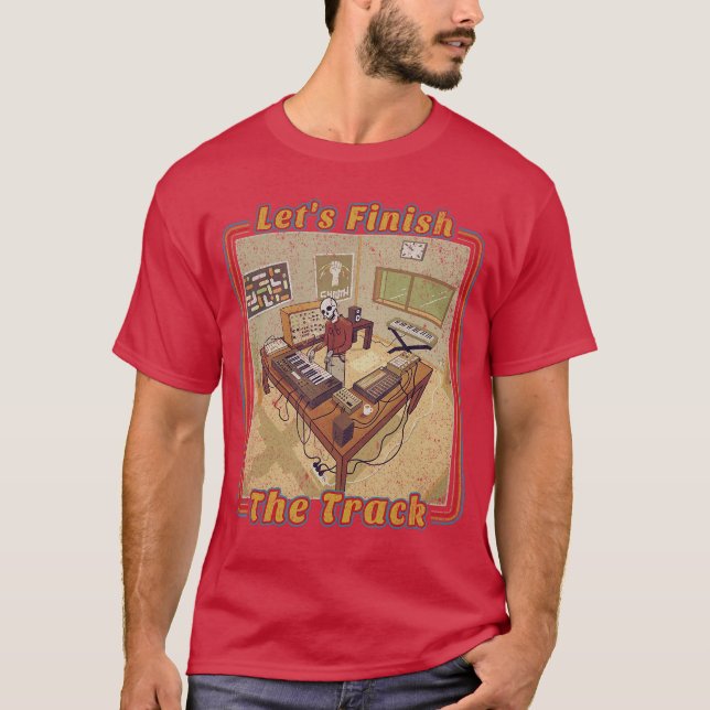 Camiseta Produtor de Música Eletrônica Engraçado com sintet (Frente)