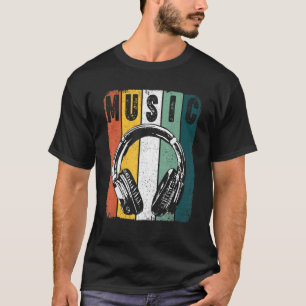 Camiseta Produtor De Música Fones de ouvido Retro Dj