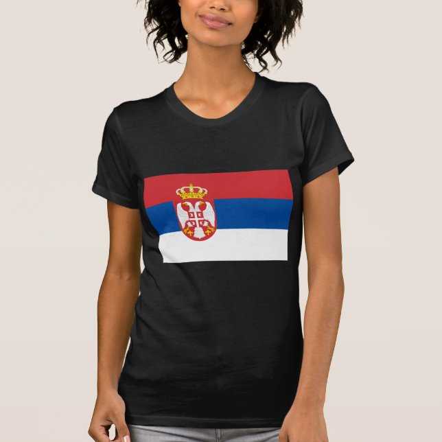 Camiseta Produtos da bandeira de Serbia (Frente)