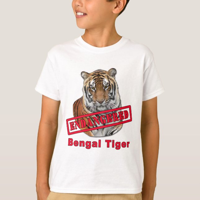 Camiseta Produtos de Tigre Bengala Ameaçados (Frente)