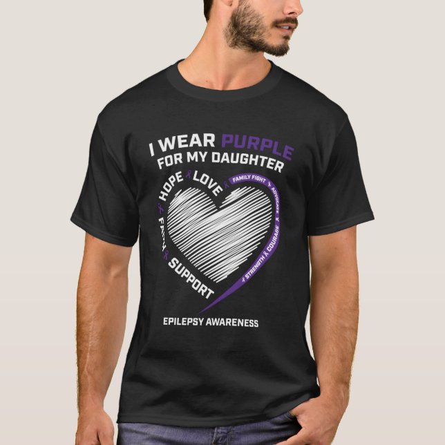 Camiseta Produtos Mãe Pai Filha Roxa Epilepsia Awarenes (Frente)