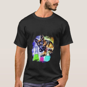 Camiseta Produtos Químicos Cientista Louco Pastor Alemão Fe